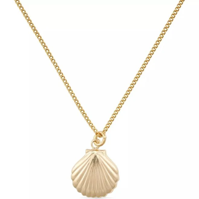 accessory Elk & Bloom Women's Dainty Large Shell Clam Necklace Wolf & Badger $117
