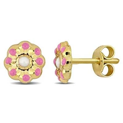 accessory Everly 14K Yellow Gold Flower Enamel Stud Earrings Target $162
