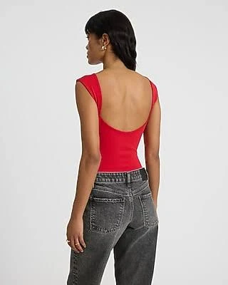 top Express Women's Bodycon High Compression Boat Neck Open Back T-Shirt Express $17.6