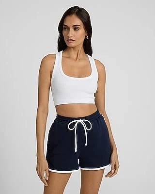 top Express Women's Bodycon Seamless Ribbed Racerback Crop Top Express $13.2