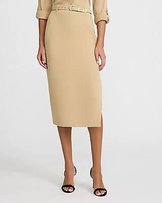 skirt Express Women's Editor Signature Stretch Super High Waisted Belted Midi Skirt Express $52.8
