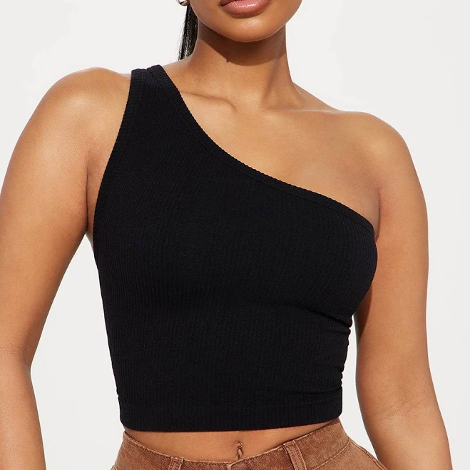 one shoulder top Fashion Nova Amelia One Shoulder Seamless Tank Top Fashion Nova $7.99