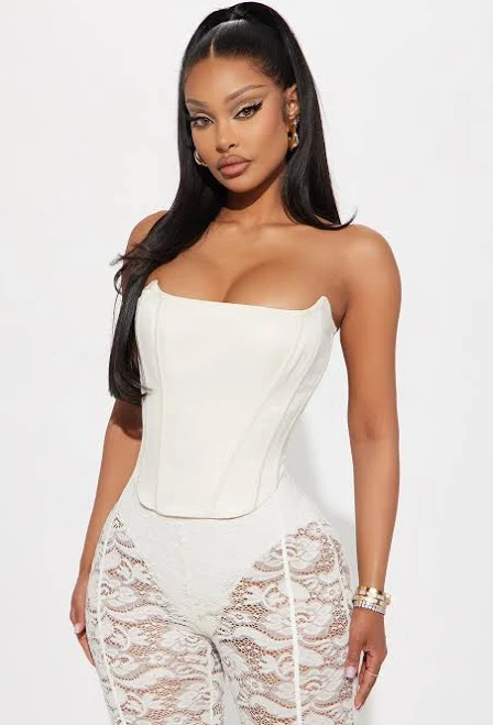 top Fashion Nova Camisa Top Lace Up Strapless Satin Corset Fashion Nova $23.99