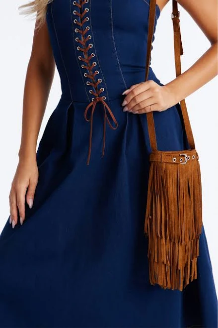 bag Fashion Nova Women's Feeling Good Fringe Faux Suede Crossbody Handbag Fashion Nova $21.49