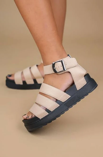 shoes Faux Leather Chunky Gladiator Sandals missmodaluxe $25