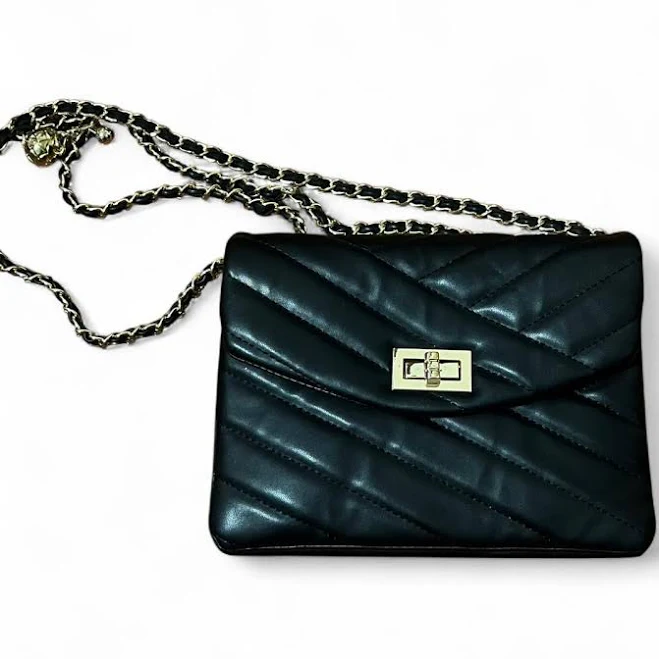 bag Faux Leather Shoulder Bag with Silver Chain Strap Depop $16