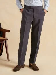 pants Flat Front Trousers Italian Linen - Navy - 34 Oliver Brown $339