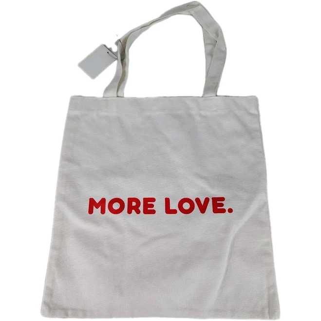 bag Forever 21 More Love Canvas Tote Bag Beige Red Eco Tote eBay - pickingthemitten $9.99