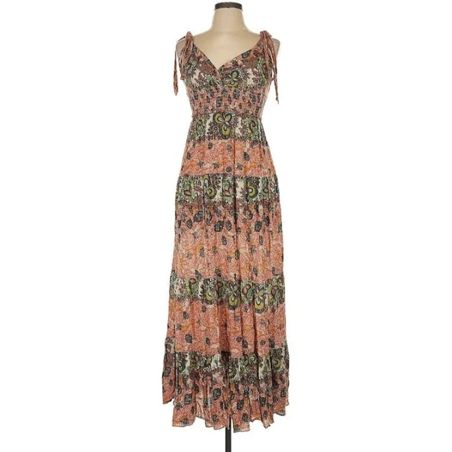 dress Free People Dresses | Floral Maxi Dress In Earthy Floral Tones | Color: Green/Orange | Size: L | Pltumbleweed's Closet Poshmark $32