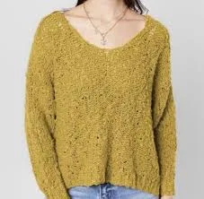 sweater Free People Sweater S Mustard Yellow Cotton Boxy Loose Chunky Knit C266 eBay $25