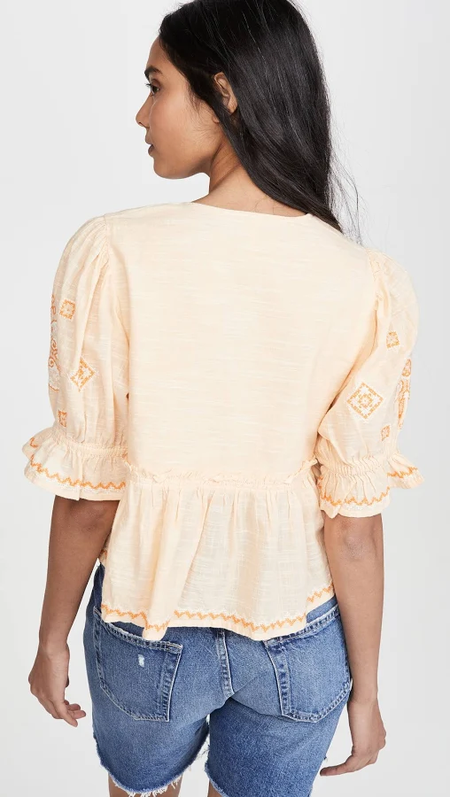 top Free People Tops Free People Tallulah Embroidered Blouse eBay $53.99