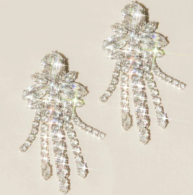 accessory Galina Signature Crystal Drop Earrings in Silver | David's Bridal David's Bridal $19.99