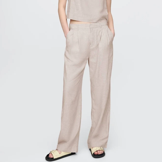 pants Gap Women's 365 High Rise Linen-Blend Trousers Gap $58