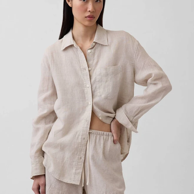 linen outfit Gap Women's Oversized Linen Shirt Gap $79.95