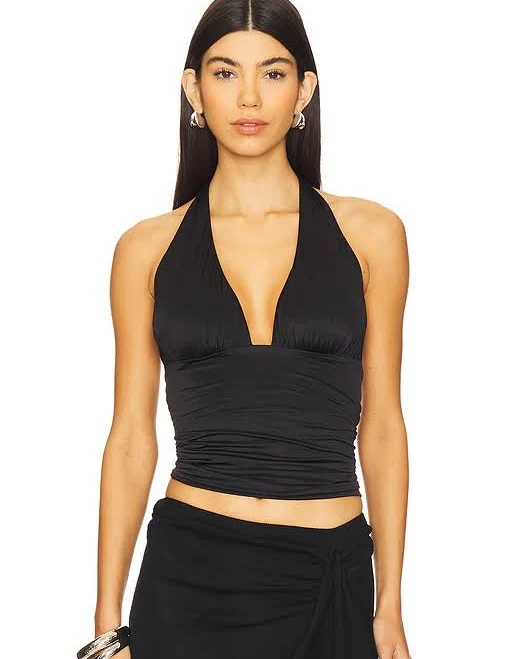 top Good American Slinky Jersey Halter Top in Black - size XXXXL/4X REVOLVE $72