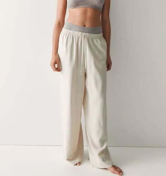 pants H&M Ladies Wide-Leg Linen-Blend Pants H&M $29.99