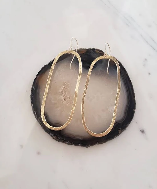 accessory Hammered Oval Gold Statement Earrings Etsy - Seller $65