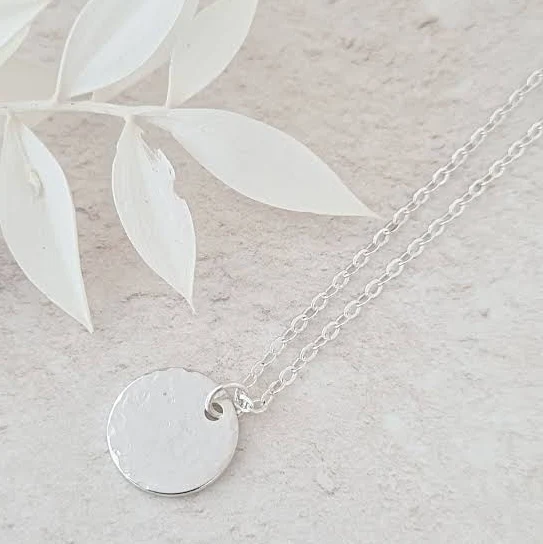 accessory Hammered Silver Disc Pendant Coin Necklace Etsy - LittleEnglishJewelry $20.73