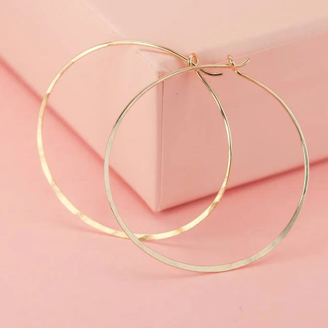 accessory Hammered Solid Gold Hoop Earrings Etsy - LotusStone $50.37