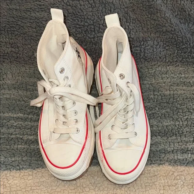 shoes High-Top Sneakers with Red Trim Poshmark $20