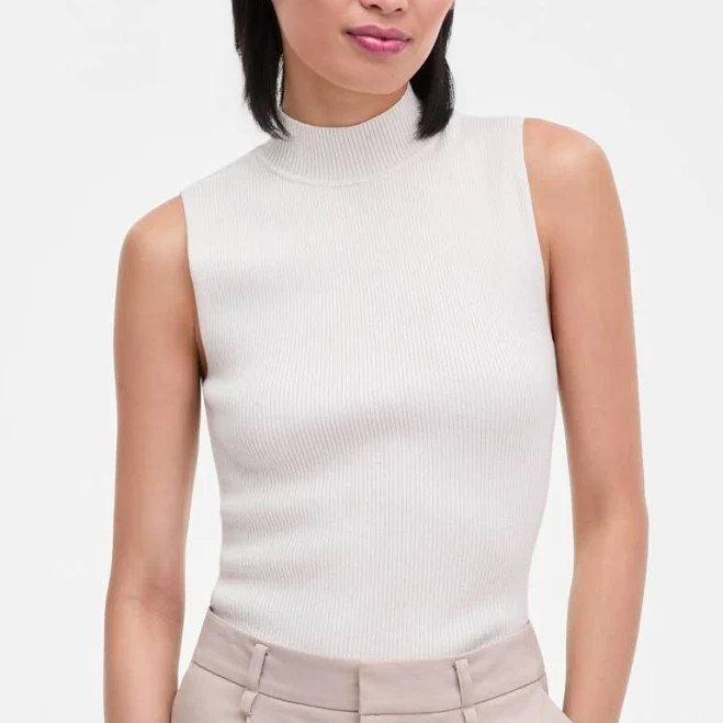 top INC International Concepts Women's Sleeveless Metallic Knit Mock-Neck Sweater Macy's $20.83