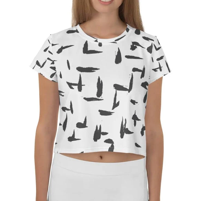 t-shirt Inky Abstract Print Crop Tee Bloom Seventy Seven $36