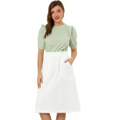 skirt Inspire Chic Women's Casual Elastic Waist Peasant A-Line Skirt with Pocket Target $29.99