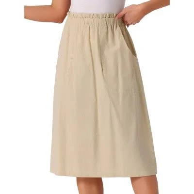 skirt Inspire Chic Women's Casual Elastic Waist Peasant A-Line Skirt with Pocket Target $29.99