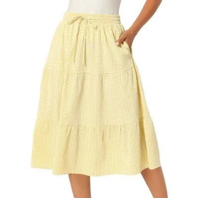 skirt Inspire Chic Women's Gingham Tiered Plaid Midi Skirt with Pockets Target $32.49