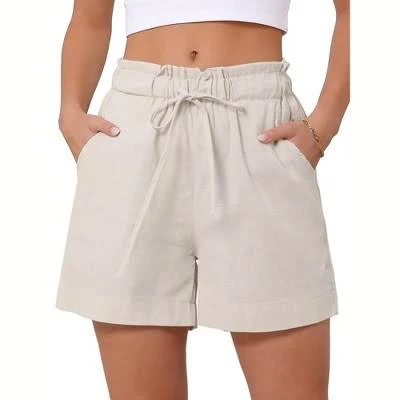 shorts Inspire Chic Women's High Waisted Wide Leg Linen Shorts with Drawstring Target $28.99