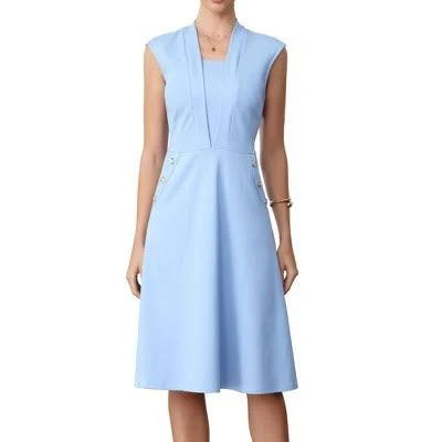 dress Inspire Chic Women's Square Neck Cap Sleeve A-Line Midi Dress with Pockets Target $48.99