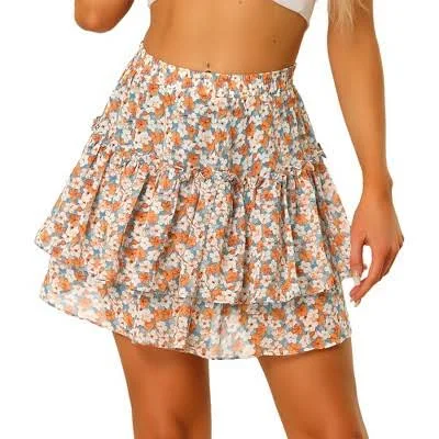 skirt INSPIRE CHIC Women's Summer Floral Tiered Ruffle Cute Mini Skirt Target $31.99