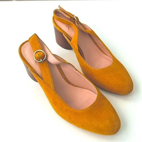 shoes J. Crew Shoes | J Crew Block-Heel Slingback Pumps In Mustard Suede Size 5.5 | Color: Gold/Yellow | Size: 5.5 | Semcnair's Closet Poshmark $50