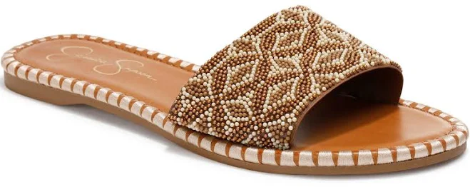 shoes Jessica Simpson Beaded Single Band Slides in Brown, 5.0 bealls $18.74