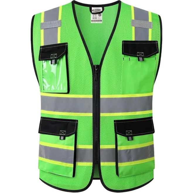 outerwear JKSafety Two-Tone Mesh Hi-Vis Reflective Safety Vest with 8 Pockets JKSafety $17.99