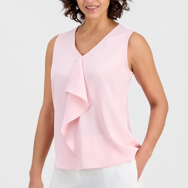 top Kasper Women's Cascade Ruffle Sleeveless Top Macy's $34.99
