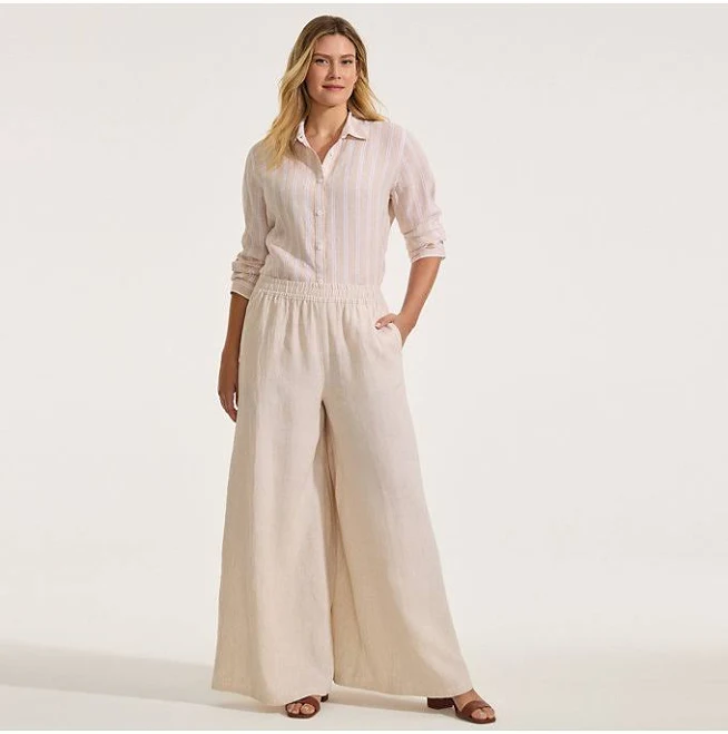 pants Lands' End Women's Linen High Rise Palazzo Pants Lands' End $52.47