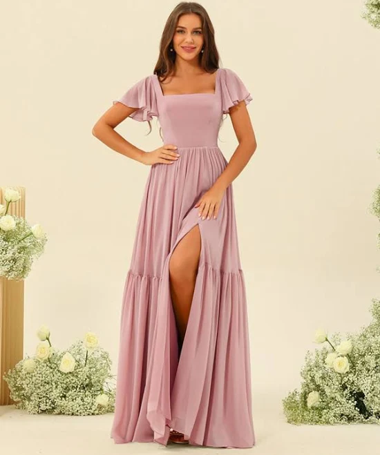 dress Lavetir Bridesmaid Dresses Line/Princess Ruffles Floor-Length Short Sleeves 2026 Lavetir $79.99