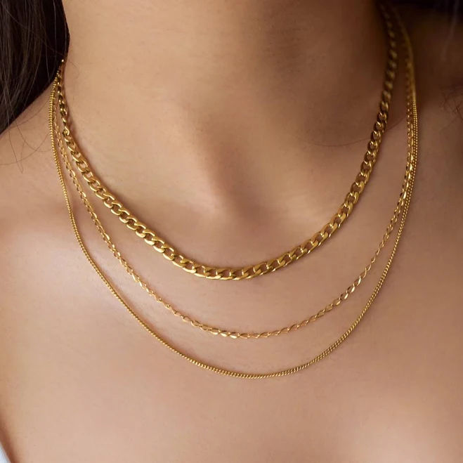 accessory Layering Gold Chain Necklace Set Etsy - Vedern $24.5