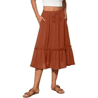 skirt LEVEN Women's High Waist Tiered Flowy Skirt with Pockets Target $48.99