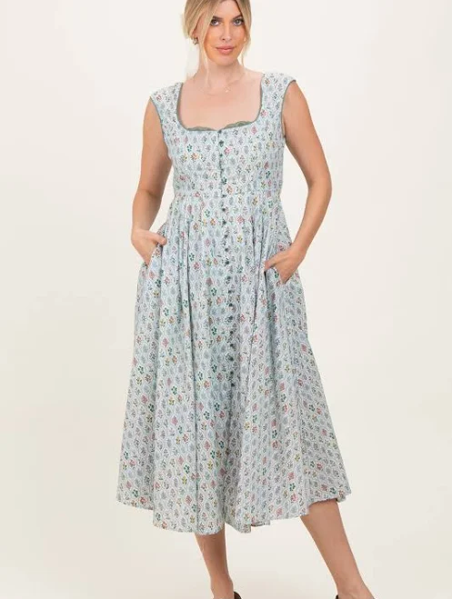 dress Light Blue Floral Button Front Sleeveless Maxi Dress PinkBlush Maternity $60