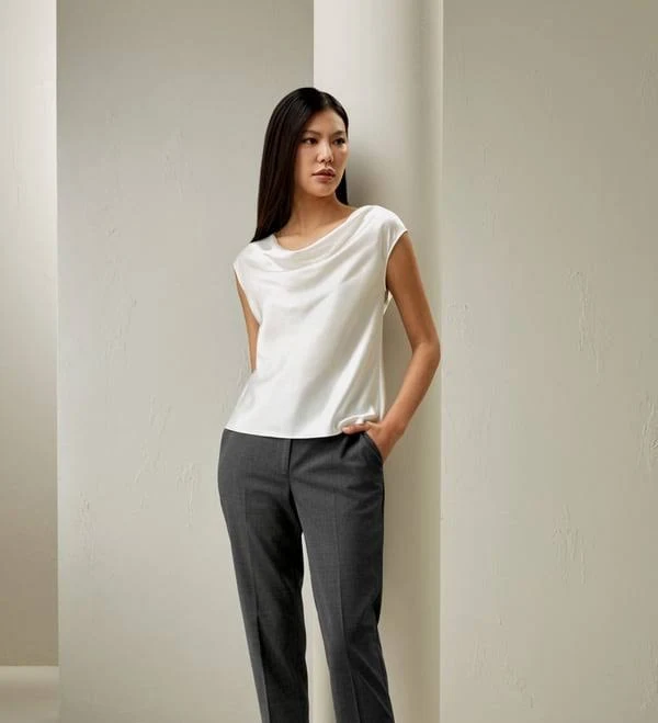 top Lilysilk Women's Silk Charmeuse Cowl Neck Top LilySilk $119