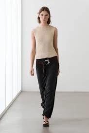top Linen blend knit top - BEIGE massimodutti.com $90