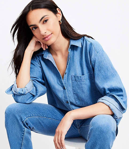 top Loft Women's Oversized Chambray Shirt LOFT $20