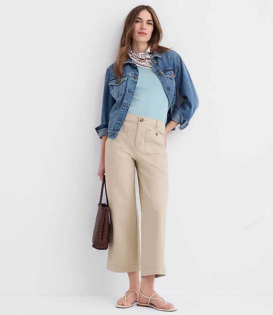 pants Loft Women's Palmer Wide Leg Twill Crop Pants LOFT $42.47