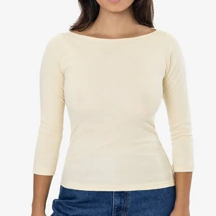 top Los Angeles Apparel 43044 Baby Rib 3/4 Sleeve Boatneck Top Los Angeles Apparel $38