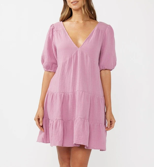 dress Lovestitch Puff Sleeve Cotton Babydoll Minidress Lovestitch $68