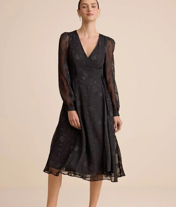 dress Lulus Floral Jacquard Wrap Midi Dress Womens Lulus $34