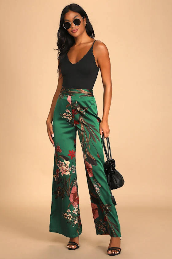 pants Lulus Wide-Leg Floral Print Satin Pants Lulus $62