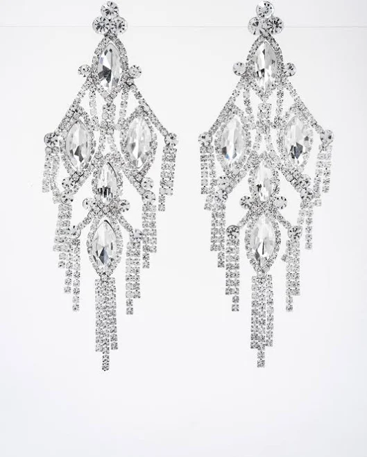accessory Lustre Fringe Rhinestone Drop Earrings Sophia Collection $15.99